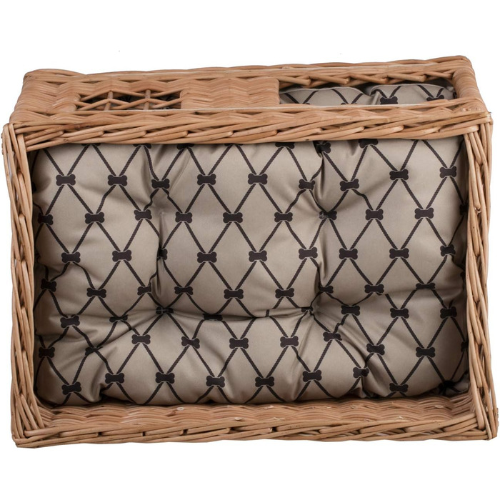 Двоярусна котяча хатинка з плетіння з лози, котячий кошик, хатинка для котів з подушкою та вікном (бежевий, натуральний)