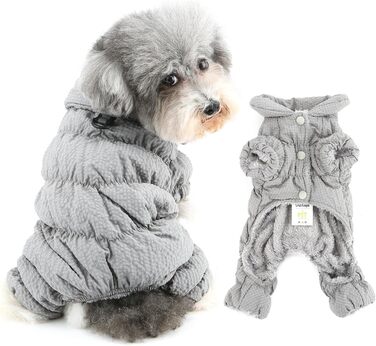 Зимовий теплий комбінезон для собак, водонепроникний, з флісовою підкладкою, для маленьких порід (йоркширський тер'єр, чихуахуа), зелений (XL, сірий)