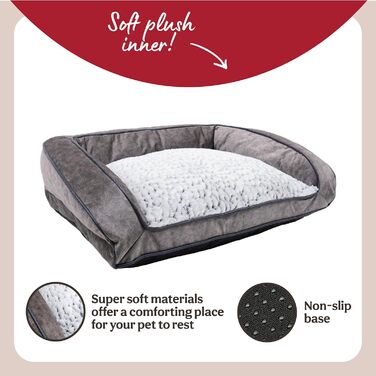 Ліжко для собак Rosewood з флісовою підкладкою, сіре, 64 x 64 x 20 см (розміри спального місця: 55 x 73 см)