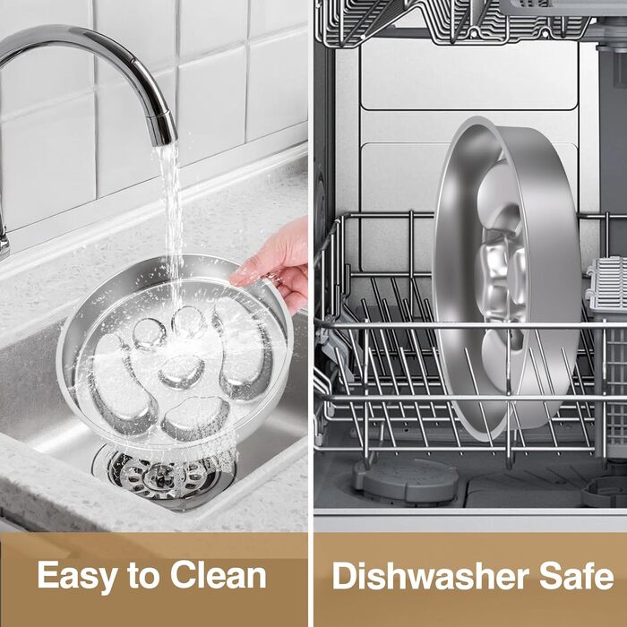 Миска для собак Slow Feeder з нержавіючої сталі з силіконовою основою, 2 чаші, велика місткість, для повільного годування, всіх порід