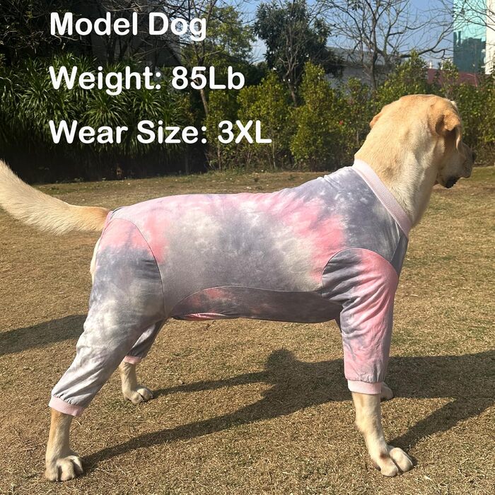 Піжама для собак великих порід, бавовна, батик, рожевий тай-дай (3XL)