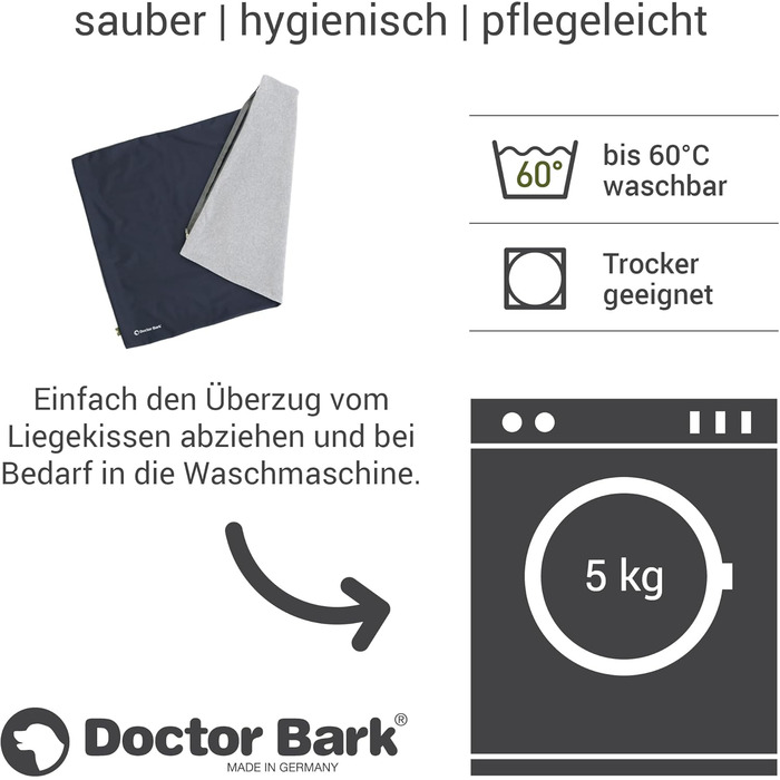 М'яке ліжко для собак великих порід Doctor Bark GreenLabel, XL, зелене/короїдний синій, легко миється