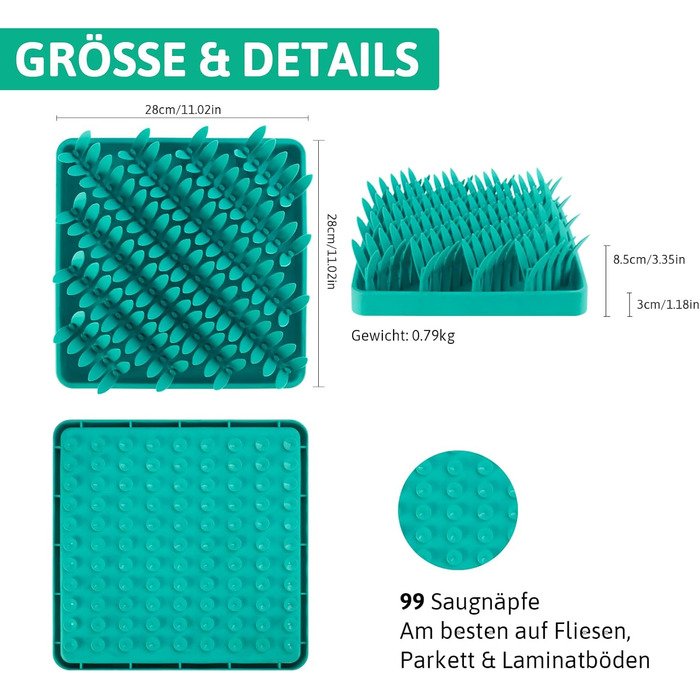 Силіконова килимок для собак PEGGY11, 28×28 см, Slow Feeder, антиковзаюча, легка у митті