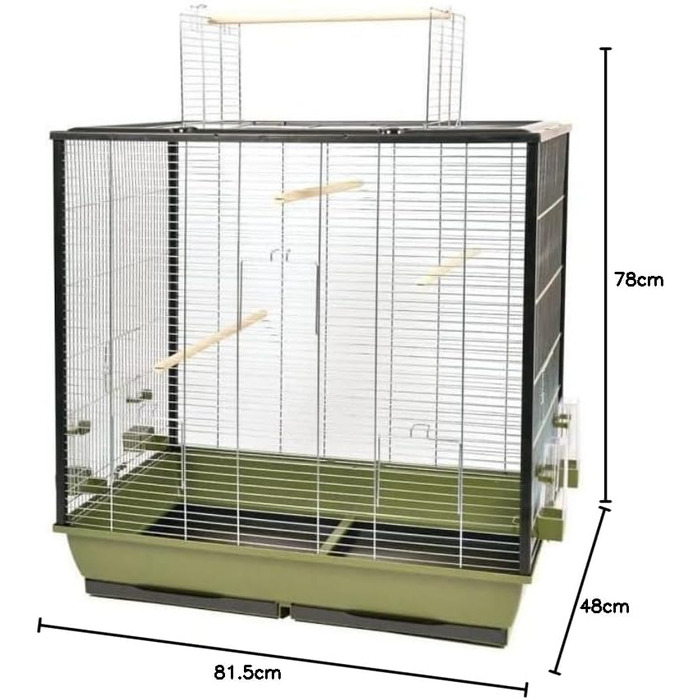 Клітка для птахів duvoplus Natural Fiona 78x48x81,5 см оливкова/цинк