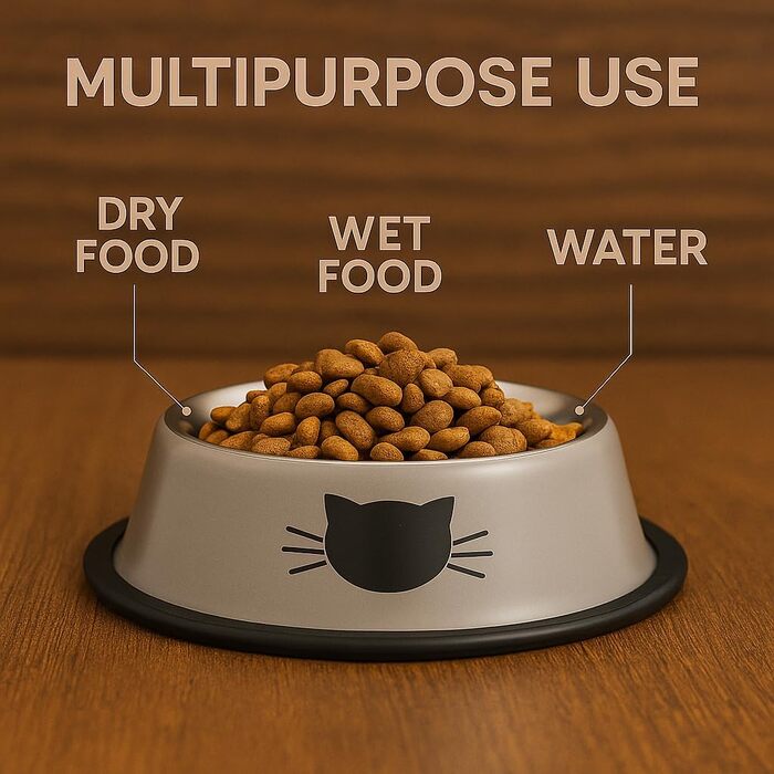 Набір мисок для котів PawPourri з нержавіючої сталі, протиковзкі, 2 шт (230 мл, сірий, червоний, помаранчевий, чорний)