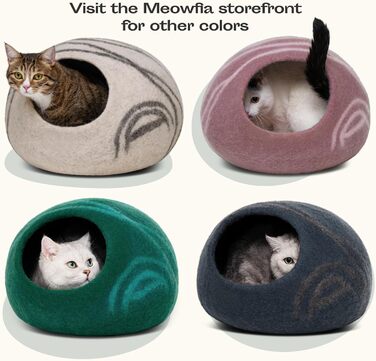 Еко-лежак-печера для котів MEOWFIA з 100% мериносової вовни