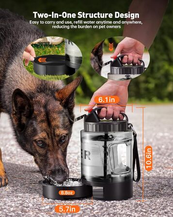 Портативна пляшка для води для собак PETNF, миска для води для собак, не протікає, для великих тварин, ідеально підходить для прогулянок, кемпінгу, пляжу, полювання та інших активностей