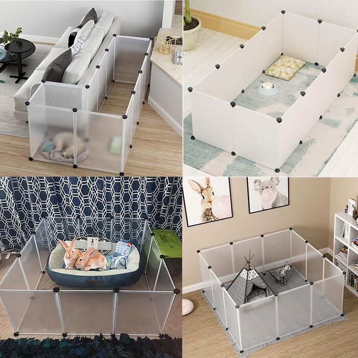 Забіг для домашніх тварин Kathson з пластику, портативний загін для кроликів, клітка для дрібних тварин, DIY, металевий вольєр, клітка для двору, для дому та вулиці, для маленьких кроликів, котів, морських свинок, їжаків, щурів (12 шт. [35,8 x 45,7 см])