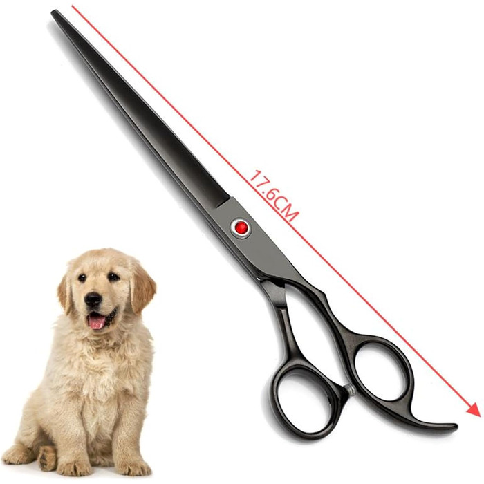 Набір професійних ножиць для грумінгу собак та котів 7.0 дюймів (5-в-1), нержавіюча сталь 440C, з витончувальним ножем, вигнутими та прямими ножицями, гребінцем для шерсті