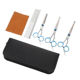 Ножиці для грумінгу домашніх тварин: вигнуті та прямі, ергономічні, з мішком для зберігання та серветкою для чищення