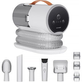 Електронська машинка для стрижки собак AstroPet з пилососом, тиха машинка для грумінгу з 5 насадками для собак та котів, контейнер для пилу 2 л