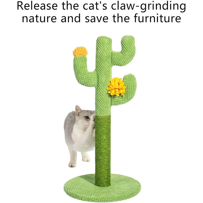 Дерево-кігтеточка для котів у вигляді кактуса, велике, зелене, інтерактивне | Дерево для котів, кігтеточка для кошенят