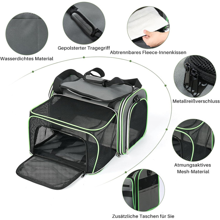 Транспортна переноска для котів та маленьких собак Gardner Pet, складана, з регульованим об'ємом, дихаюча, з плечовим ременем, BPA-free, M Basic
