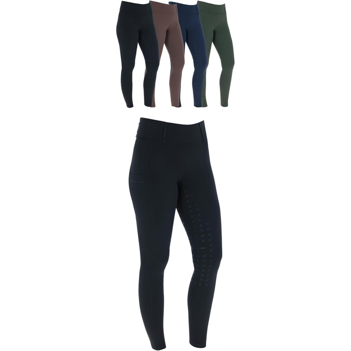Легінси для верхової їзди Covalliero з повним силіконовим покриттям | Теплі, дихаючі та еластичні штани для верхової їзди з 2 кишенями для телефону | Осінньо-зимові штани для верхової їзди, різні кольори та розміри 32-34, чорний