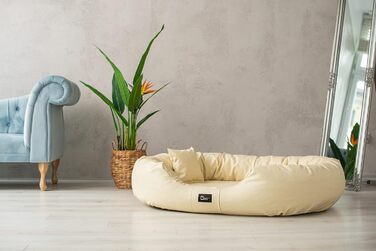 Ортопедичне ліжко для собак Nancy Premium, велике, кремове (XL) - килимок, ліжко для собак з еко-шкіри, з антиковзаючою поверхнею, зносостійке, міцне