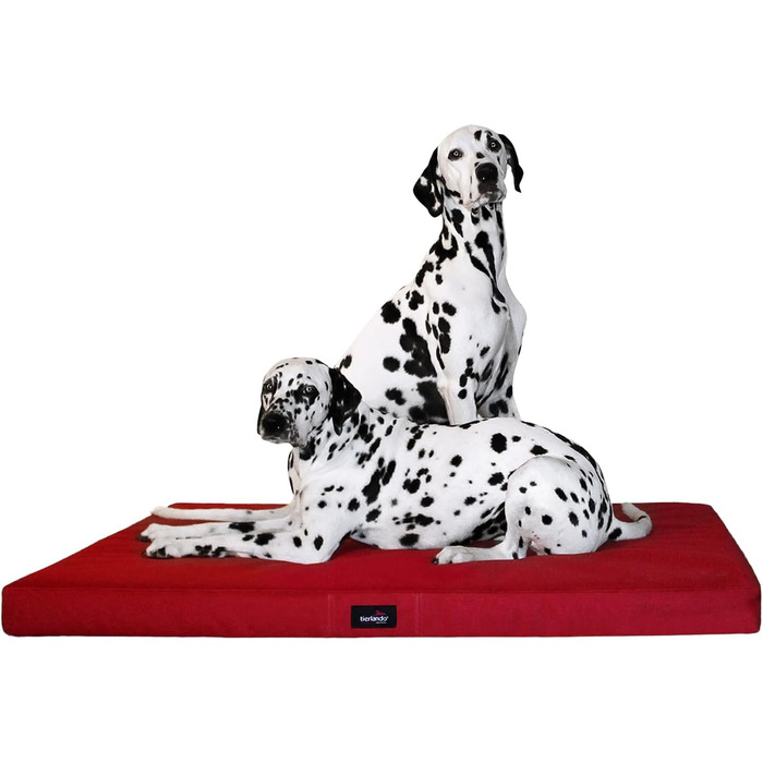 Ортопедичний лежак для собак Tierlando Alice з міцного поліестеру 600D, з віскоеластичною вставкою та неслизьким дном. Розмір: 120x90 см, колір: темно-червоний