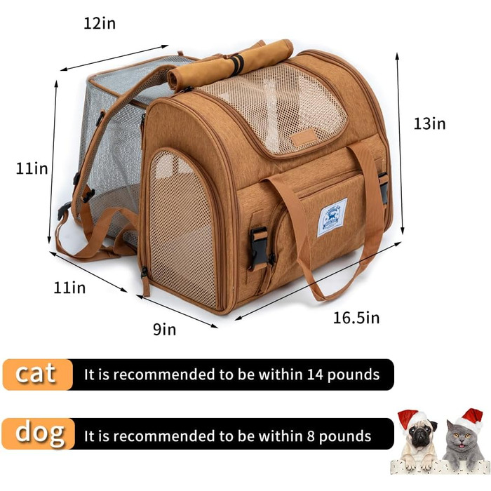 Рюкзак для домашніх тварин: собак, котів, цуценят. Зручний, дихаючий, складаний. Також для бартаг, кроликів. Колір: коричневий.