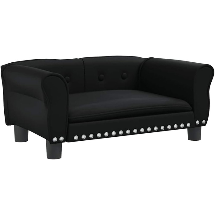 Софа для собак, зручне ліжко для домашніх тварин, лежанка для собак з штучної шкіри, ліжко для цуценят, диван для домашніх тварин, будочка для собак великих та середніх порід, сучасний та елегантний дизайн (70x45x30 см, чорний)