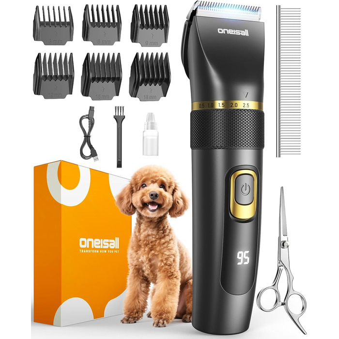 Машинка для стрижки собак Oneisall Leise Hundeschermaschine Upgrade Pro: професійна модель для собак та котів, акумулятор 2000mAh, водонепроникність IPX7, для догляду за шерстю вдома
