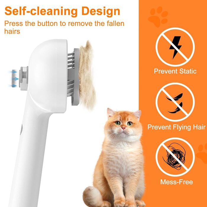 Бьордобра Стімі Кетенбюстш, щітка для котів 3 в 1 зі спіральним масажем, видаляє шерсть, біла