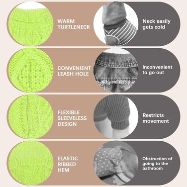 Теплий в'язаний светр Bingpet для собак середніх та великих порід, зимовий одяг для собак та котів, класичний ролkragen з косичками, світло-зелений, розмір Medium