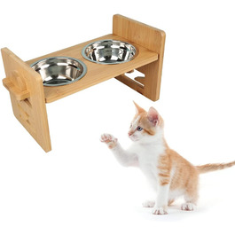 Підвищена годівниця для собак та котів з нержавіючої сталі, 2x1.8L, регульована висота, протиковзна, 40x18x19.5 см