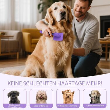Набір для грумінгу собак та котів Slicker Brush – 3 частини (підшерстковий гребінь, гребінь з нержавіючої сталі) для довгошерстих порід (Golden Retriever, Labradoodle, Пудель), фіолетовий