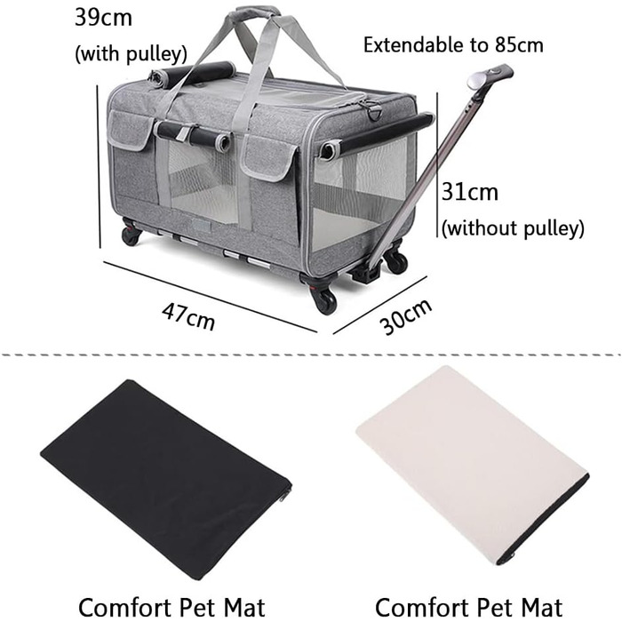 Складана переноска для собак та котів, 47x30x39 см, блакитна