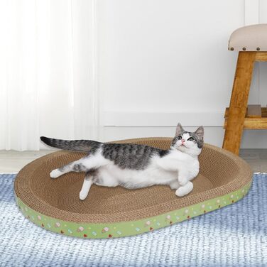 Котячий когтеточка з картону Perfk овальної форми, ігрова зона для котів, 57 см