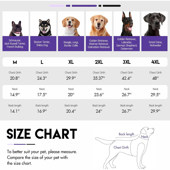 Водонепроникна та вітронепроникна куртка для собак великих порід з інтегрованим шлейкою та флісовою підкладкою, фіолетовий, XX-Large