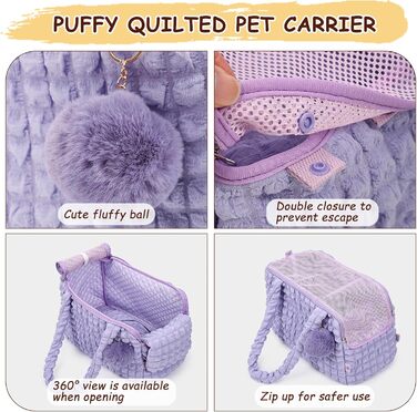 М'яка переноска для котів uuclume, стильна сумка-подушка з пухнастим м'ячиком та вентильованими сітчастими застібками, для цуценят до 5 кг / котів до 6,8 кг (чорна)