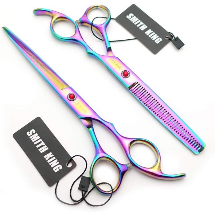 Набір професійних японських ножиць для волосся Smithking 7.0 дюймів - ножиці для стрижки та ножиці для розрідження з лезами з нержавіючої сталі