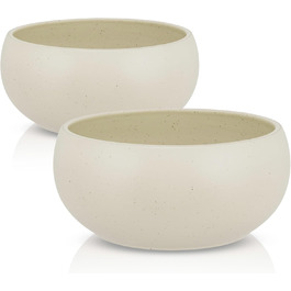 Набір мисок для собак середніх та великих порід | Кремовий | 2 шт. діаметром 20 см та об'ємом 1,8 л | Кераміка | Можна мити в посудомийній машині | Стійкий до подряпин та укусів | Міцний набір мисок для корму та води для собак середніх та великих порід