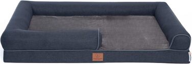 Ортопедичне лежанка для собак Преміум класу з піною Egg Foam, XL, 89 x 63 x 17 см, темно-сірий. Зручна, з водонепроникним чохлом та петлею для перенесення. Лежанка-софа для собак, м'яка, знімний, пральний чохол.