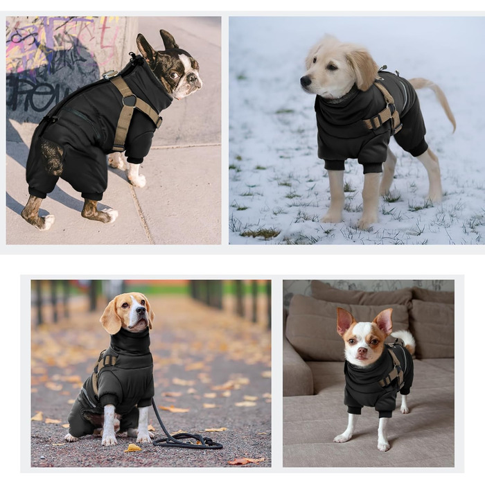 Зимовий теплий одяг для собак S, куртка для маленьких собак, теплий костюм для чихуахуа та бульдога (чорний, S)