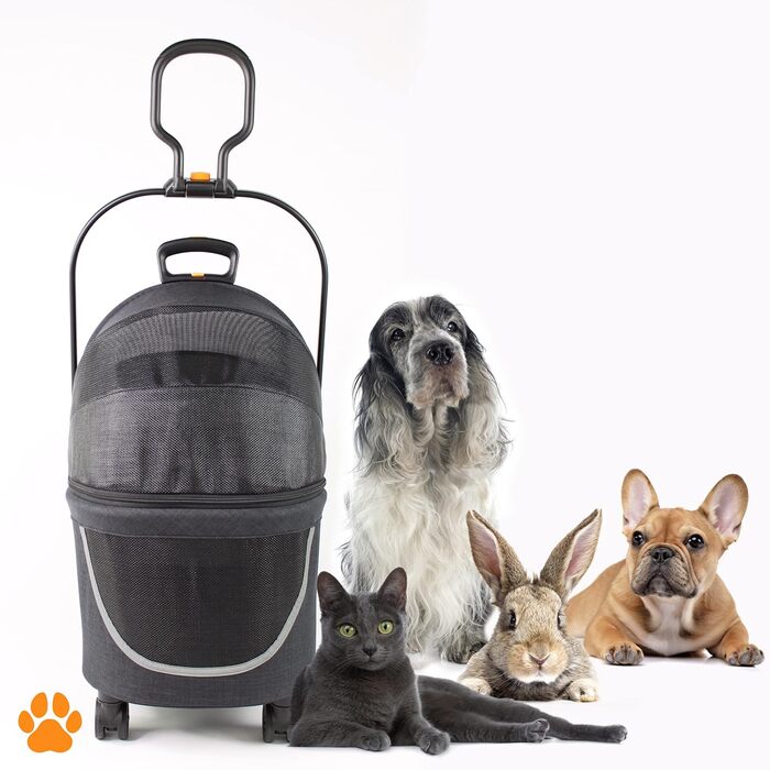 Складана переносна переноска для собак та котів до 8 кг | З колесами | З міцного поліестеру та сітки | Легка переноска для тварин