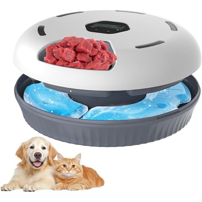 Автомат для годування котів Lafisun, 6 порцій, з охолодженням, програмований таймер, для вологого корму