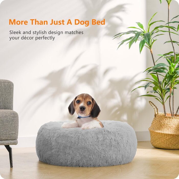 Ортопедичне ліжко для собак, кругле, м'яке, для котів та собак, лежанка-донатик, 60 см, сірий колір