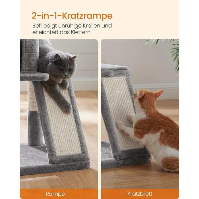 Котячий будиночок Feandrea, великий дряпач, світло-сірий