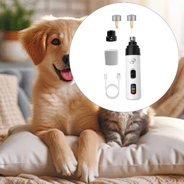 Електричний триммер для когтів собак та котів Fenteer - тиха робота, 2 швидкості, 3 насадки, професійний