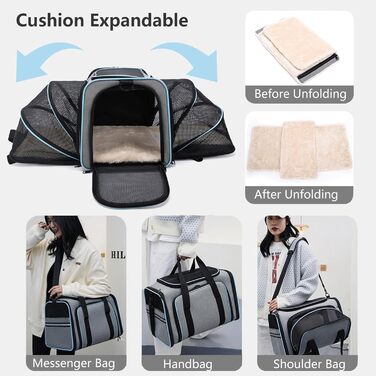 Транспортна сумка для котів та собак PETCUTE, складана переноска для тварин з підкладкою, шлейкою, дихаюча сумка для автопоїздок, чорно-помаранчевий колір