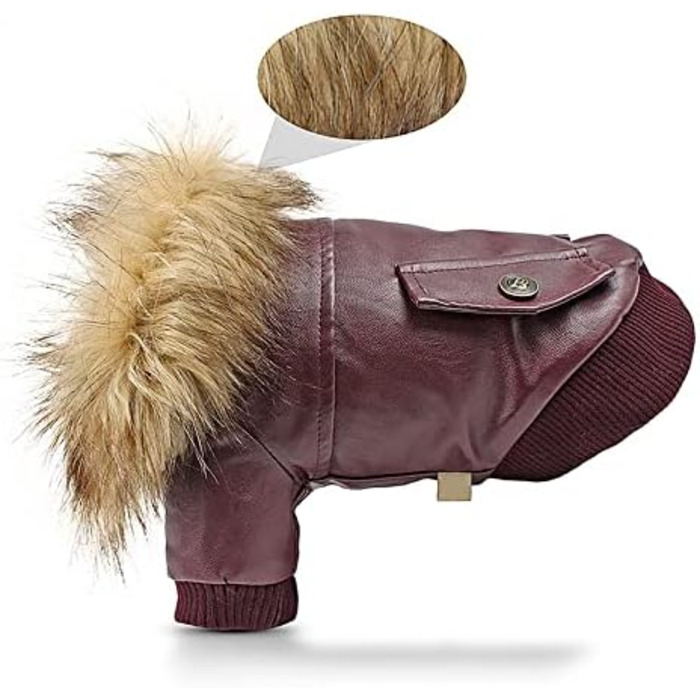 Шкіряна зимова куртка для собак Nasan Hundeantel, червона (XXL), водонепроникна