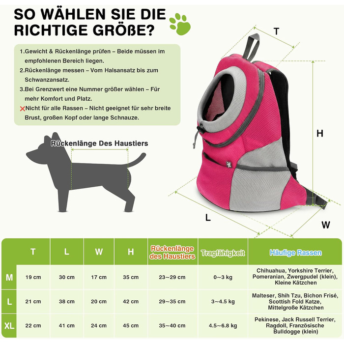Рюкзак-переноска ALLSOPETS для собак та котів, розмір M, рожево-червоний