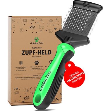 Зубна щітка для собак та котів з захисними нопочками - видаляє підшерсток, ковтуни та вузли. Ідеальна для догляду за шерстю довгошерстих собак, таких як кокапу, пудель. Розмір S. Зубна щітка 2.0, компактна