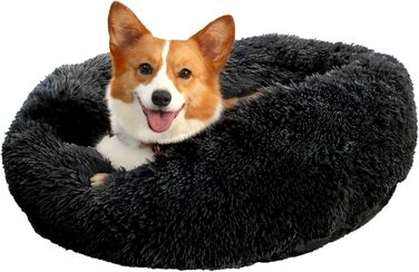 Килимок для кота та собаки 50x50 см, круглий, плюшевий, чорний