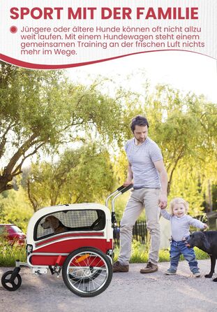 SEPNINE® Причеп для собак на велосипед, 2-в-1, для тварин до 30 кг, червоний