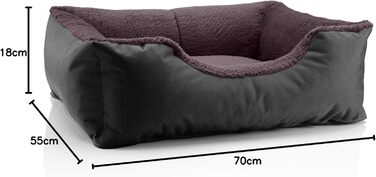 Крісло-ліжко для собак BedDog Teddy, чорно-коричневе, XXL, 70x55x18 см. Зручне ліжко для собак з міцної Cordura та м'якої Microfaser-Velours, з бортиками, для дому та вулиці