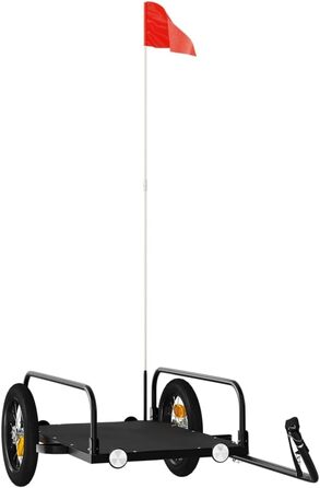 Причіп для велосипеда, переноска для собак, чорний, 122x53x31 см, метал, вагончик для покупок, компактна упаковка, проста збірка