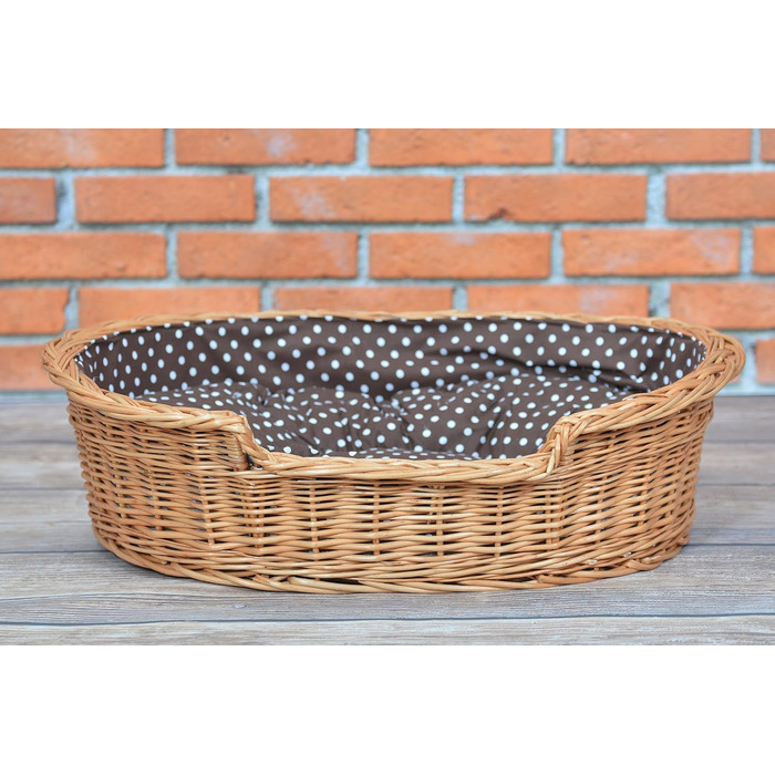 Корзина для собак з лози e-wicker24 502-60, брунатний колір, 60 x 43 x 19 см (80 x 60 x 26 см), натуральний дизайн