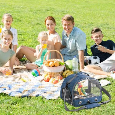 Транспортний бокс для птахів: рюкзак-переноска з підставкою та підносом з нержавіючої сталі, легкий та дихаючий, для подорожей з папугами та канарейками (33*17*26 см)